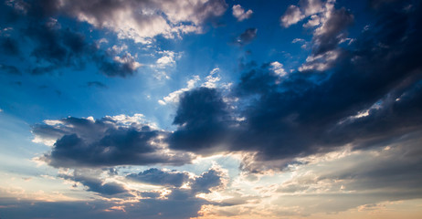 colorful dramatic sky with cloud at sunset
