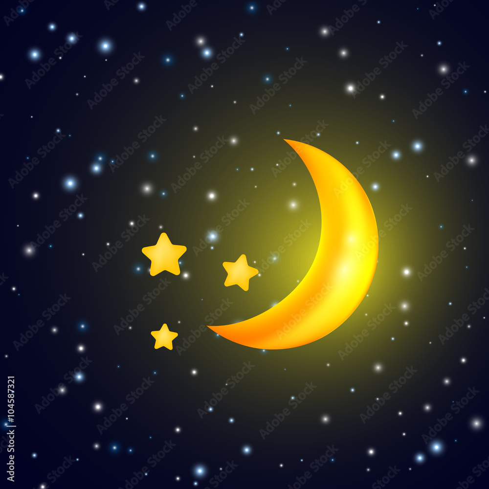 Canvas Prints moon and stars. vector background with evening sky