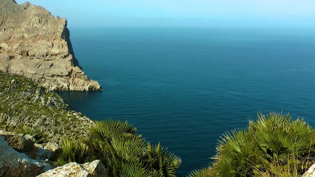 Majorca, Cap Formentor, view from the mirador onto the blue sea and the mountains