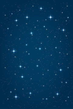 Blue night starry background. Vector vertical design template