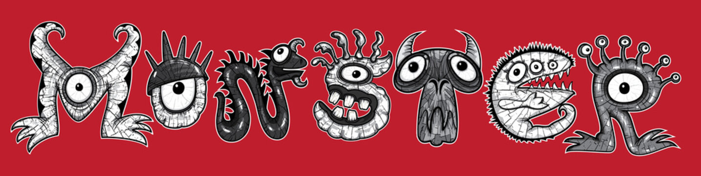 mutant cartoon character monsters vector illustrations