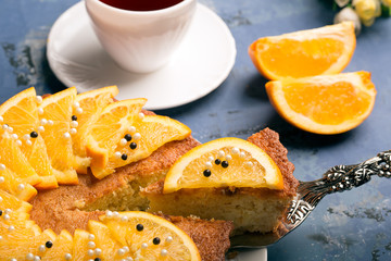 Tasty decorated orange cake
