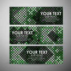 Vector banners set with Abstract green squares pattern.