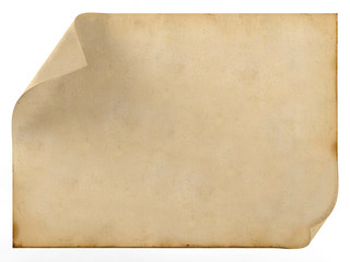 Old blank vintage paper on white background