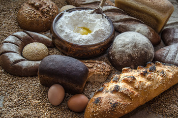 Fototapeta na wymiar A variety of bakery products