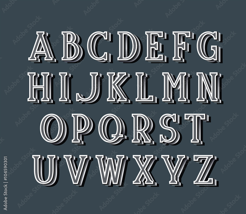 Fototapete graphical elegant serif font with 3d effect shadow.