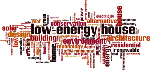 Low-energy house word cloud concept. Vector illustration - obrazy, fototapety, plakaty