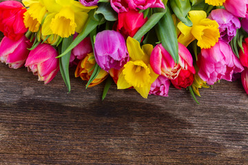 bouquet of   tulips and daffodils