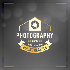 Photography Logo Design Template. Photography Retro Golden Badge. Wedding Photography. Photo Studio. Camera Shop. Photography Community. Online Classes