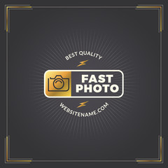 Photography Logo Design Template. Photography Retro Golden Badge. Photo Studio. Camera Shop. Photography Community