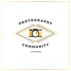 Photography Logo Design Template. Photography Retro Golden Badge. Photo Studio. Camera Shop. Photography Community