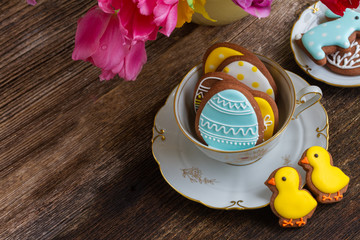 Cup with easter cookies 