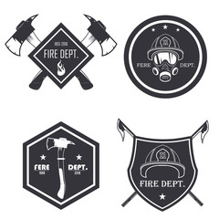 Set of firefighter emblems, labels, badges and logos on light background. vector illustration - obrazy, fototapety, plakaty