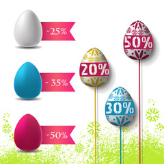 Set of stickers for easter sale. Vector design