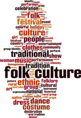 Folk culture word cloud concept. Vector illustration