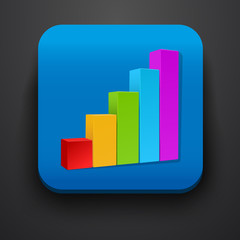 Growth stock symbol icon on blue