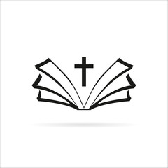 Template logo for churches and christian organizations cross on the bible. Church cross bible logo
