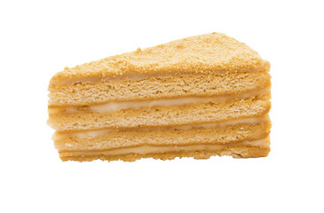 Honey cake with cream side view isolated toned