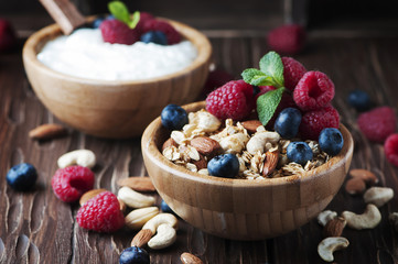 Homemade muesli with berry and nuts