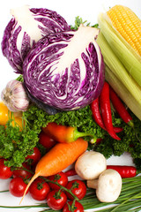 Different raw vegetables background.