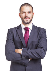 Portrait of a handsome business man, isolated on a white backgro