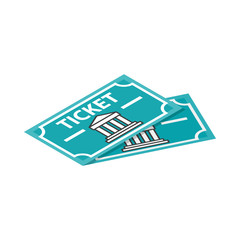Two museum tickets icon, isometric 3d style 