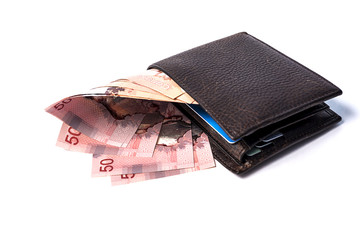 Wallet with paper bills