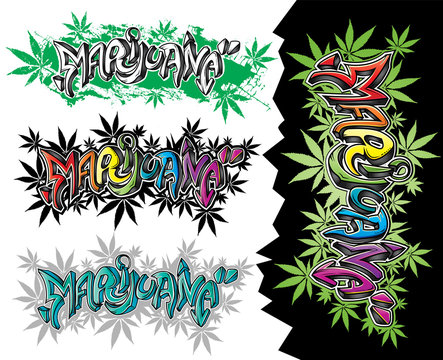 Marijuana street graffiti text vector