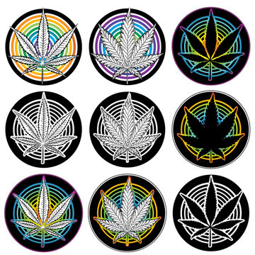 Marijuana leaf symbol isolated stamps vector illustration