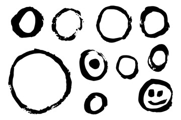Hand Drawn Circles and Smiley Face - 104602158