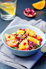 Quinoa chilantro beet pistachio pomegranate salad