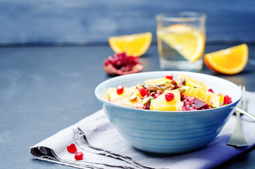 Quinoa chilantro beet pistachio pomegranate salad
