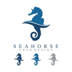 Sea horses on the waves Logo Vector © adynue