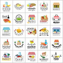 Market Food Icons Set - Vector Illustration
