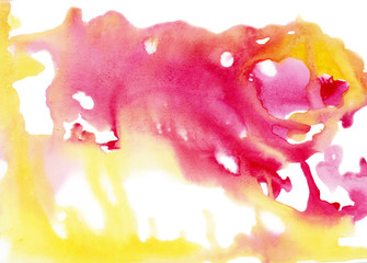 watercolor pink and yellow on white paper