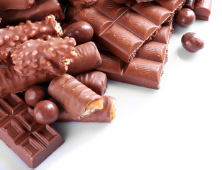 Mix of chocolate on table, close-up