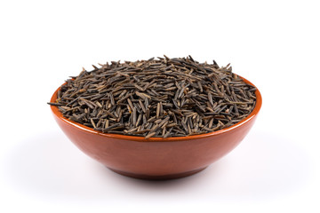 Wild brown rice in bowl