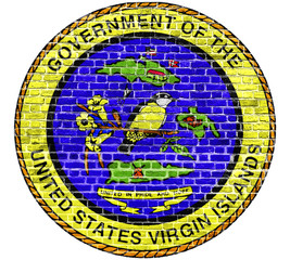 United States Virgin Islands Seal US flag painted on old vintage