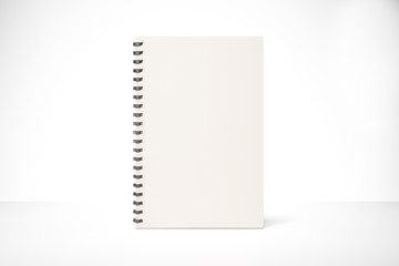 Blank notepad cover on white table, mock up