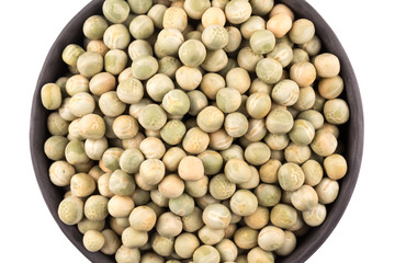 peas in a black plate