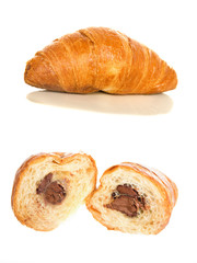 f One Fresh and Tasty Croissant with Chocolate on Plate