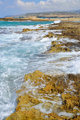 Rocks on the coast of Aegean Sea.