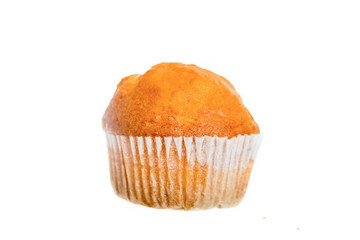 One Fresh Baked Double Chip Muffin Isolated on White
