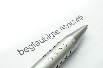 Obraz premium Beglaubigte Abschrift