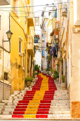 Street of the old town in the center of Calpe. Alicante. Spain.