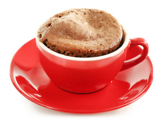 Mug cake isolated on white