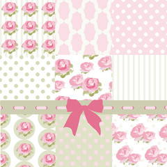 Shabby chic set of ornaments patterns. Vector