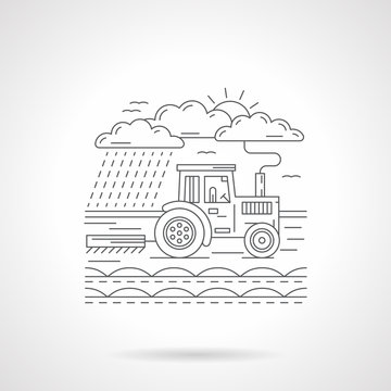 Tractor in a field flat line icon