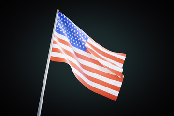 American flag on black background
