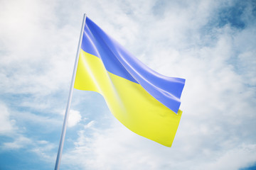 Ukrainian flag on sky background
